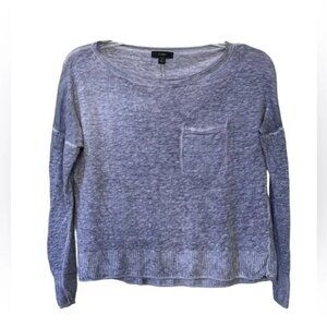J. Crew boxy purple 100% linen long-sleeved crewneck pullover size XXSmall XS